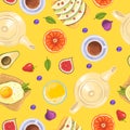 Vector stock seamless pattern with breakfast objects